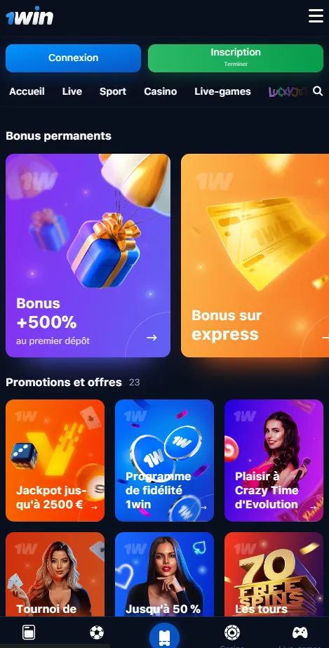 1win app bonus